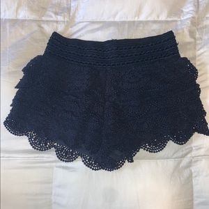 Lace Floral Shorts - Navy
